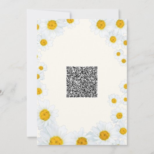 QR Code Baby shower Invitation met Daisy Flowers (Achterkant)