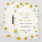 QR Code Baby shower Invitation met Daisy Flowers (Voorkant / Achterkant)