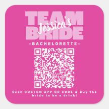 QR Code Bachelorette Koop Drank Team Bruid Roze