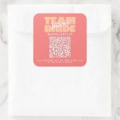 QR Code Bachelorette Kopen Drink Team Bruid Peach Vierkante Sticker (Tas)