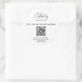 QR Code Bakery Cake Monogram Logo Wit Zakelijk Ronde Sticker (Tas)