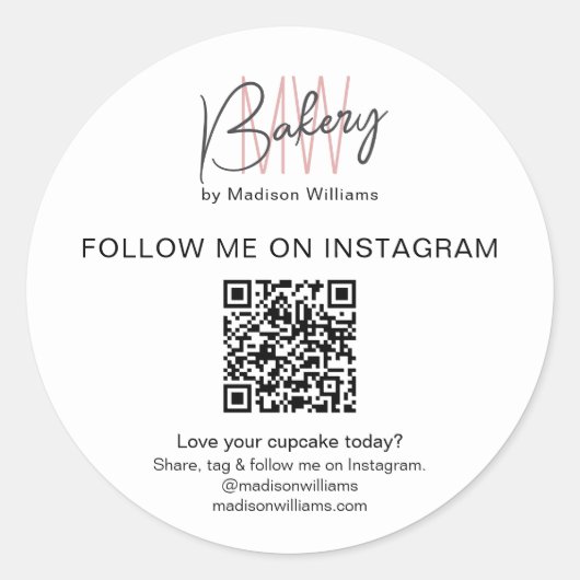QR Code Bakery Monogram Logo Zakelijke Sticker (Voorkant)