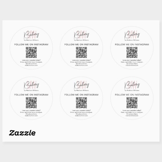 QR Code Bakery Monogram Logo Zakelijke Sticker (Vel)