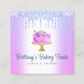 QR-code Bakery Paars Cake Glitter Drift Dessert Vierkante Visitekaartje (Voorkant)