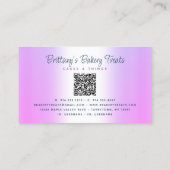 QR-code Bakery Paars Cake Glitter Drift Dessert Visitekaartje (Achterkant)