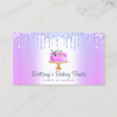 QR-code Bakery Paars Cake Glitter Drift Dessert Visitekaartje (Voorkant)