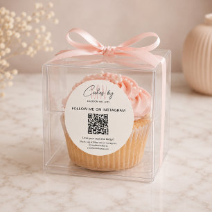 QR-code bakkerij cake monogram logo bedrijf Ronde Sticker
