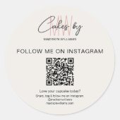 QR-code bakkerij cake monogram logo bedrijf Ronde Sticker (Voorkant)