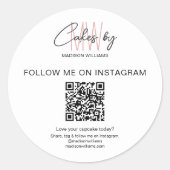 QR Code Bakkerij Cake Monogram Logo Wit Zakelijk Ronde Sticker (Voorkant)