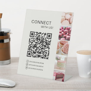 QR-code Bakkerij Cakeswinkel Connect met ons Reclamebord Met Voetstuk