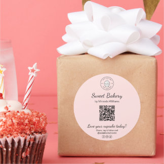 QR Code Bakkerij Logo Roze Sticker
