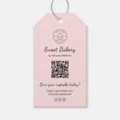 QR Code Bakkerij Logo Roze Zakelijk Cadeaulabel (Voorkant)