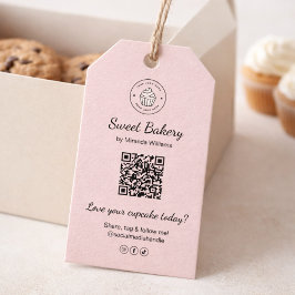 QR Code Bakkerij Logo Roze Zakelijk Cadeaulabel