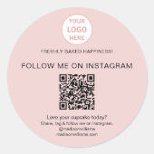 QR Code Bakkerij Logo Roze Zakelijke Sticker (Voorkant)