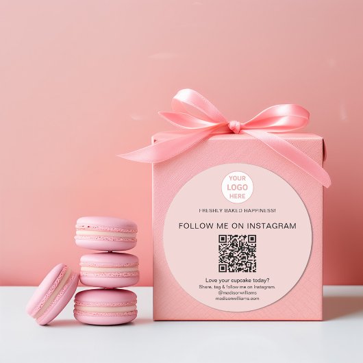 QR Code Bakkerij Logo Roze Zakelijke Sticker