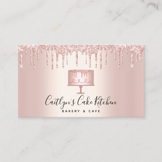 QR-code Bakkerij Roos Gold Glitter Drift Deeg Visitekaartje (Voorkant)