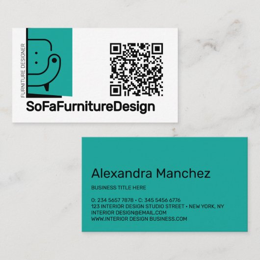 QR Code Bankstel Interieurontwerp Architect Meubil Visitekaartje (Voorkant / Achterkant)