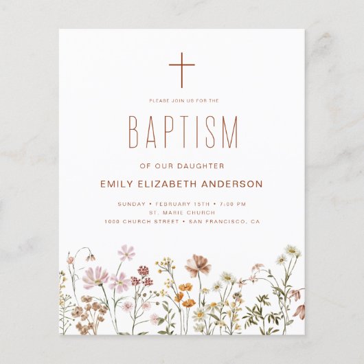 QR-code Baptismetuin met wilde bloemen in bloei (Voorkant)