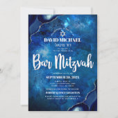 QR Code Bar Mitswa Blauwe Melkweg Agate Script Vet Kaart (Voorkant)