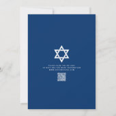 QR Code Bar Mitswa Navyblauw Zilver Tallit Schrift Kaart (Achterkant)