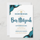 QR Code Bar Mitzvah Turquoise Agate Schrift Wit Kaart (Voorkant)