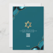 QR Code Bar Mitzvah Turquoise Agate Schrift Wit Kaart (Achterkant)