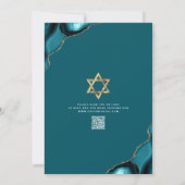 QR Code Bar Mitzvah Turquoise Agate Schrift Wit Kaart (Achterkant)