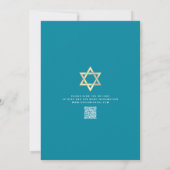 QR Code Bar Mitzvah Turquoise Ombre Agaat Script Kaart (Achterkant)