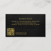QR CODE-barbershop LOGO elegant zwart goud Visitekaartje (Achterkant)