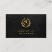 QR CODE-barbershop LOGO elegant zwart goud Visitekaartje (Voorkant)