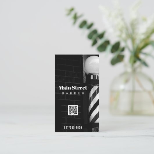 qr code barbershop visitekaartje (Staand voorkant)