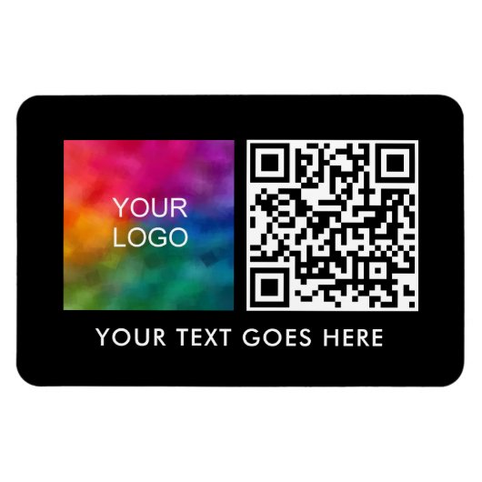 QR-code Barcode Zakelijke Logo Tekstnaam Sjabloon Magneet (Horizontaal)