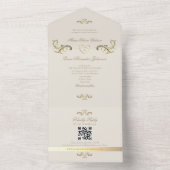 QR Code Barok Gouden Bruiloft All In One Uitnodiging (Binnen)
