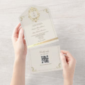 QR Code  Barok Gouden Huwelijk All In One Uitnodiging (Afscheurbaar)