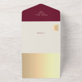 QR Code Baroque Burgundy Gold Wedding All In One Uitnodiging (Buitenkant)