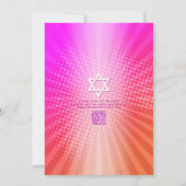 QR Code Bat Mitzvah Retro Roze Oranje Gradiënt Leu Kaart (Achterkant)