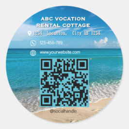 QR Code Beach Elegant Spa Reizen Ronde Sticker
