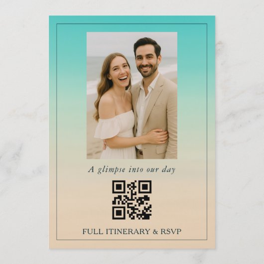 QR Code Beach Elopement Wedding Reception Kaart (Achterkant)