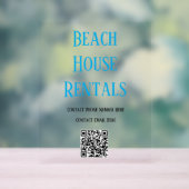 QR Code Beach House Verhuur Typografie Minimal Coo Acryl Bord (Neutraal)