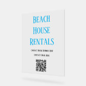 QR Code Beach House Verhuur Typografie Minimal Coo Acryl Bord (Hoek)