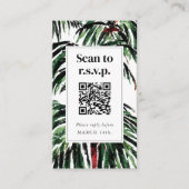 QR Code Beach Wedding RSVP Geschilderde palmbomen Informatiekaartje (Voorkant)