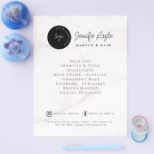 QR Code Beauty Salon Custom Logo Pink Marble Flyer (Enkel)