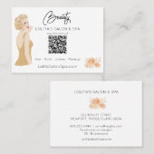 *~* QR code Beauty Salon Spa Voman Floral Glam AP5 Visitekaartje (Voorkant / Achterkant)
