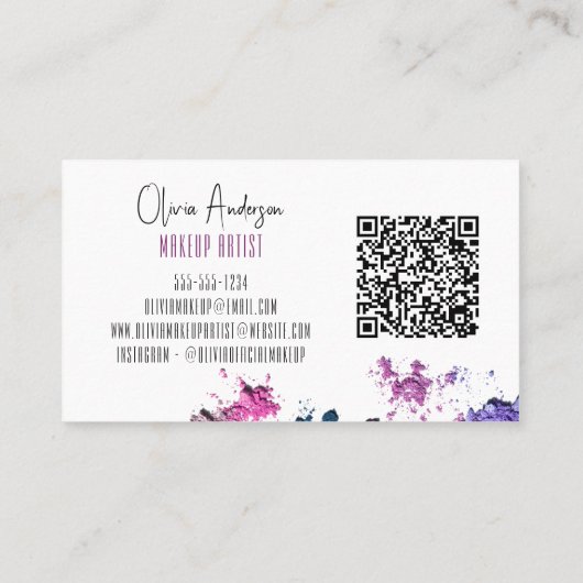 QR Code Beauty Swatch Makeup Artist Appointment Visitekaartje (Achterkant)