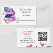 QR Code Beauty Swatch Makeup Artist Appointment Visitekaartje (Voorkant / Achterkant)