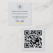 QR-code Bedankt Klantbeoordeling Ontwerp Vierkante Visitekaartje (Voorkant / Achterkant)