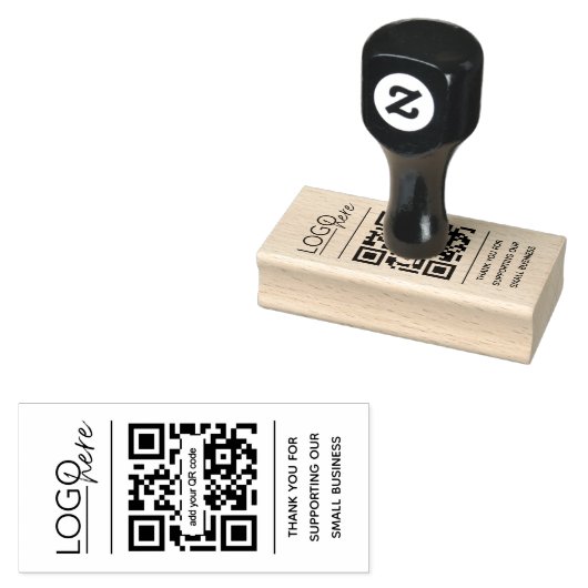 QR-code Bedankt Kleine Onderneming Rubberstempel (Gestempeld)