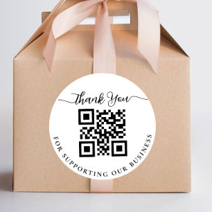 QR-code bedankt voor de ondersteuning van ons bedr Ronde Sticker