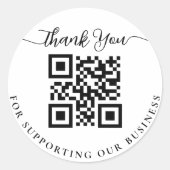 QR-code bedankt voor de ondersteuning van ons bedr Ronde Sticker (Voorkant)