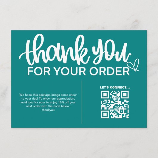 QR-code Bedankt voor uw aankoop pakket invoegen Informatiekaartje (Voorkant)